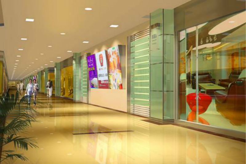 好万年商场锦绣店采用宏阳照明生产的小方形LED面板灯和LED圆形面板灯