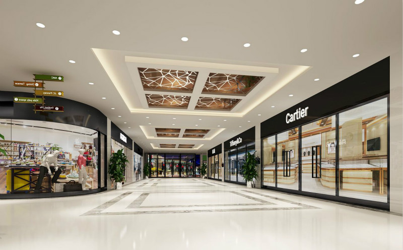 郑州凯诺新都汇商场二楼购物中心施工现场，12WLED圆形面板灯接线通电后的效果图